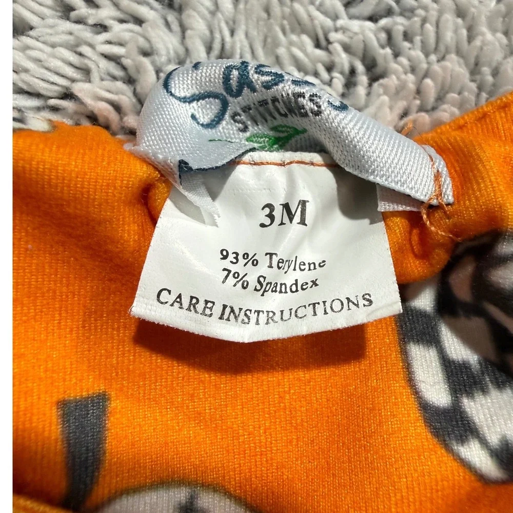 Sassy Stitches Pumpkin Apron Diaper Set Boutique Fall Halloween Orange Black 3/6